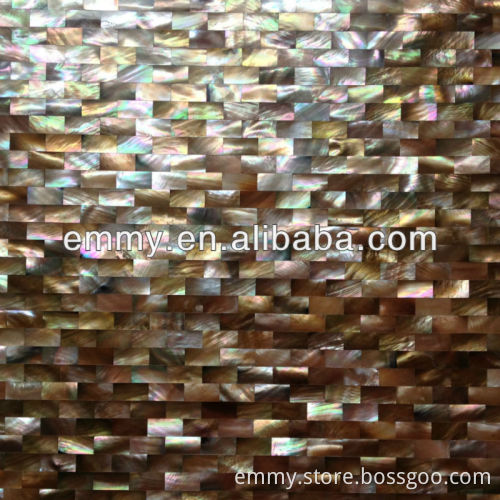 Brown lip mother of pearl seashell mosaic wall tile brick pattern